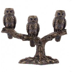3 Owl birds candle holder