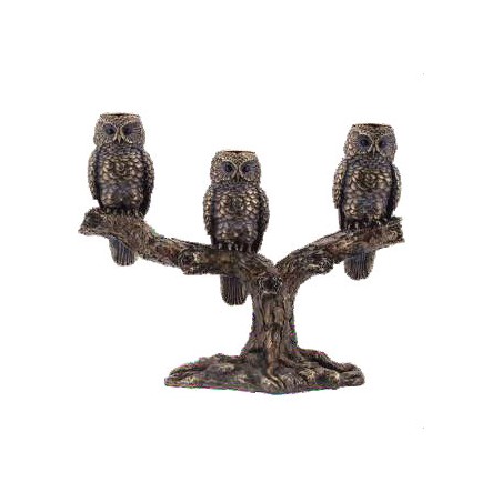 3 Owl birds candle holder